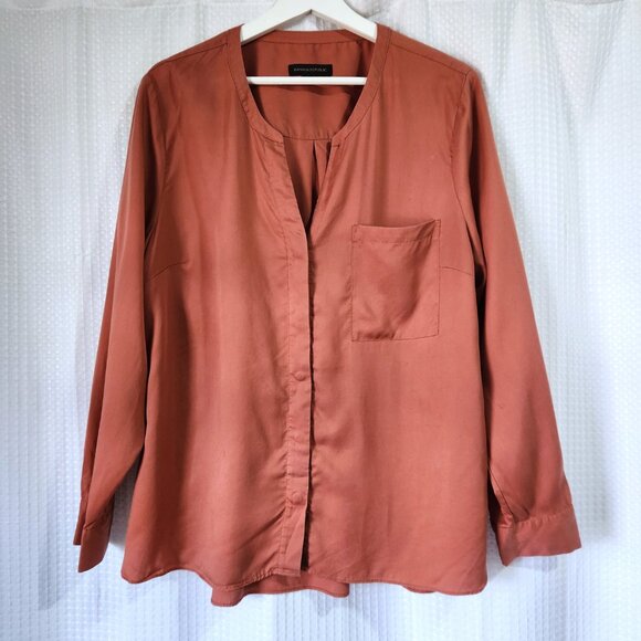 Banana Republic Shirt Blouse Top Women's XL Long Sleeve V-neck Button Up - Picture 1 of 8
